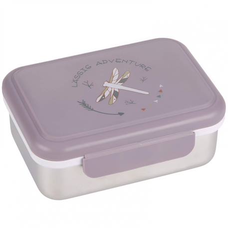 Boîte à goûter-lunch box inox little gang arc-en-ciel Violet, argenté 1 - vertbaudet enfant 