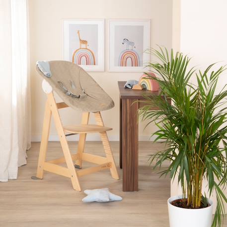 Chaise haute évolutive et inclinable avec transat déperlant born up Anthracite - graphite+Naturel - grège 8 - vertbaudet enfant 