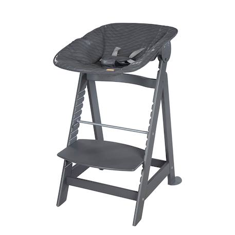 Chaise haute évolutive et inclinable avec transat déperlant born up Anthracite - graphite+Naturel - grège 3 - vertbaudet enfant 