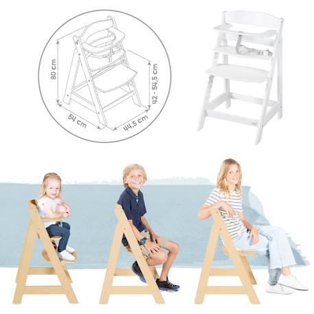 Chaise haute évolutive et inclinable avec transat déperlant born up Anthracite - graphite+Blanc - grège+Naturel - grège 12 - vertbaudet enfant 