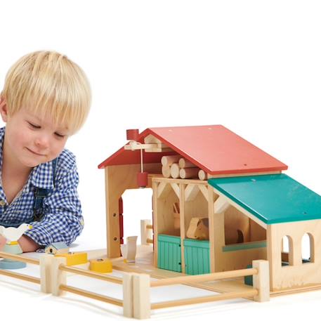 La Ferme en bois avec animaux Beige, rouge, bleu 6 - vertbaudet enfant 