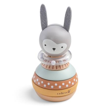 Jeu à empiler en bois lapin Multicolore 1 - vertbaudet enfant 
