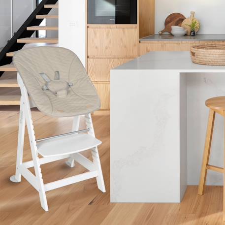 Chaise haute évolutive et inclinable avec transat déperlant born up Anthracite - graphite+Blanc - grège+Naturel - grège 8 - vertbaudet enfant 