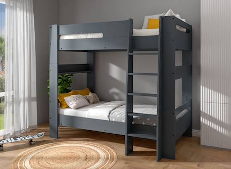 Lit superposé séparable london Anthracite+Blanc+Blanc & bois 1 - vertbaudet enfant 