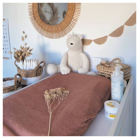 Housse de matelas à langer en éponge Cassonade+Gris+Rose 2 - vertbaudet enfant 