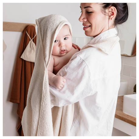 Cape de bain tablier xxl parent/bébé Écru+Rose 2 - vertbaudet enfant 