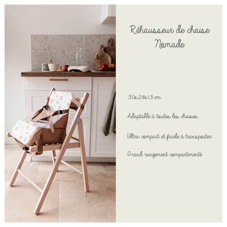 Rehausseur de chaise bébé nomade en tissu Camel 3 - vertbaudet enfant 