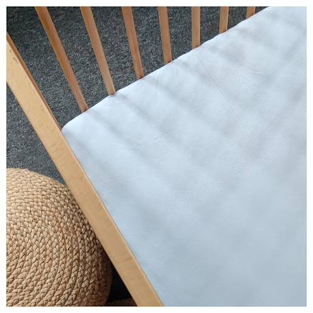 Drap housse bébé en coton Blanc+Bleu+Gris+Rose 4 - vertbaudet enfant 