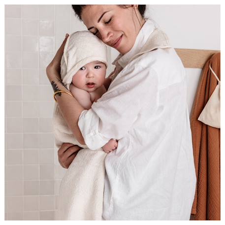 Cape de bain tablier xxl parent/bébé Écru+Rose 3 - vertbaudet enfant 