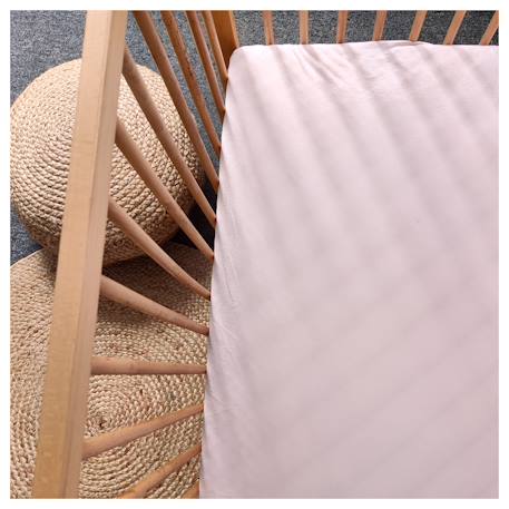 Drap housse bébé en coton Blanc+Bleu+Gris+Rose 11 - vertbaudet enfant 