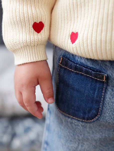 Gilet bébé brodé en côtes anglaises écru+marine+vert d'eau 2 - vertbaudet enfant 