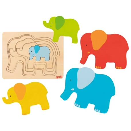 Puzzle à couches éléphant 5 éléments Multi-coloured 2 - vertbaudet enfant 