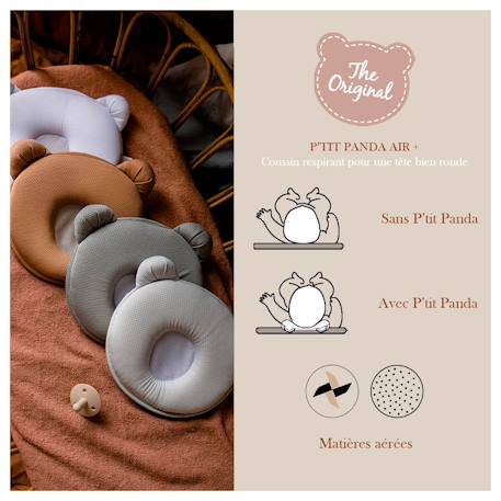 Coussin cale tête bébé p'tit panda air+ kaki Kaki 3 - vertbaudet enfant 