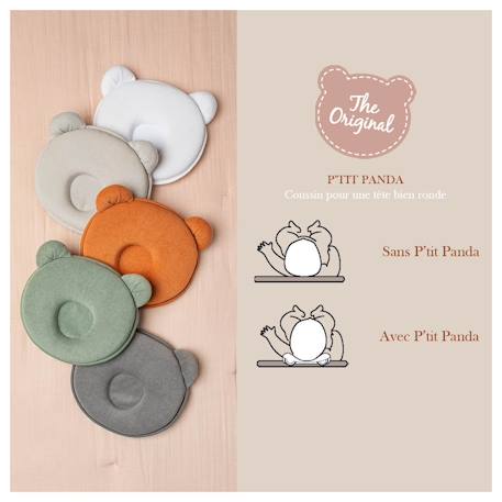 Coussin cale tête bébé p'tit panda Blanc+Cassonade+Gris+Kaki 18 - vertbaudet enfant 