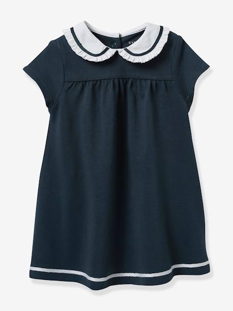 Robe maille piquée bébé en coton bio bleu ardoise 1 - vertbaudet enfant 