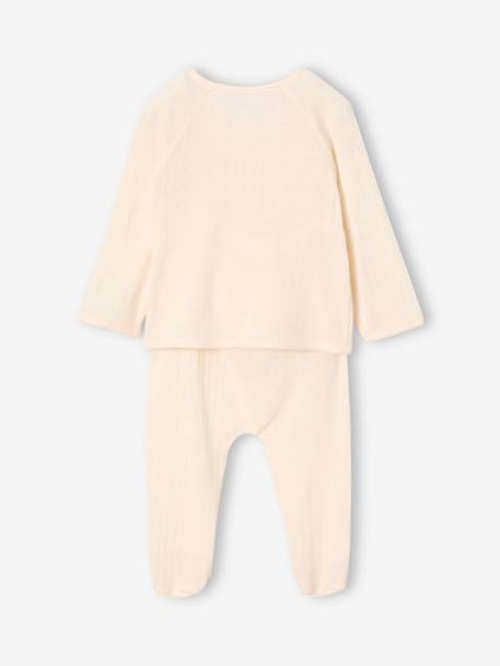 Kit naissance 5 pièces : brassière + pantalon + bonnet + gants + pochon écru 4 - vertbaudet enfant 
