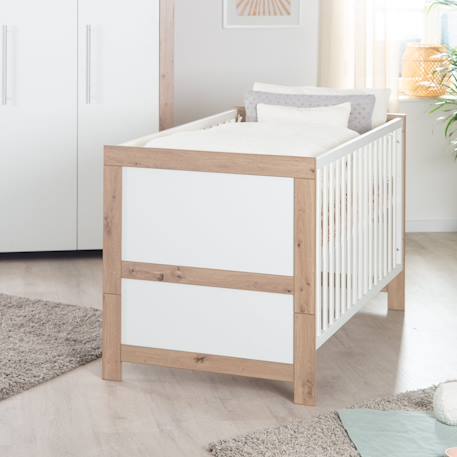 Chambre bébé évolutive 2 pièces - fermeture soft-close malo Blanc - chêne sonoma scié 5 - vertbaudet enfant 