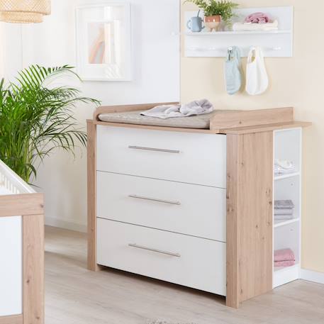 Commode à langer évolutive 3 tiroirs malo Blanc - chêne sonoma scié 6 - vertbaudet enfant 
