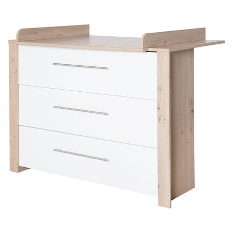 Commode à langer évolutive 3 tiroirs malo Blanc - chêne sonoma scié 1 - vertbaudet enfant 