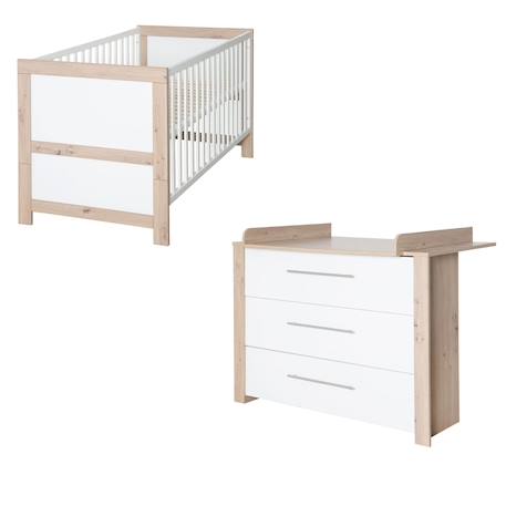Chambre bébé évolutive 2 pièces - fermeture soft-close malo Blanc - chêne sonoma scié 1 - vertbaudet enfant 