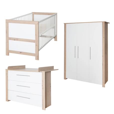 Chambre bébé évolutive complète avec soft-close malo Blanc - chêne sonoma scié 1 - vertbaudet enfant 