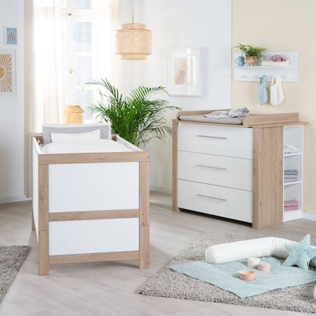 Chambre bébé évolutive 2 pièces - fermeture soft-close malo Blanc - chêne sonoma scié 2 - vertbaudet enfant 