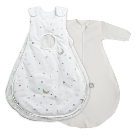 Lot de 2 gigoteuses avec et sans manches safe asleep® air plus Blanc / motif étoiles 1 - vertbaudet enfant 