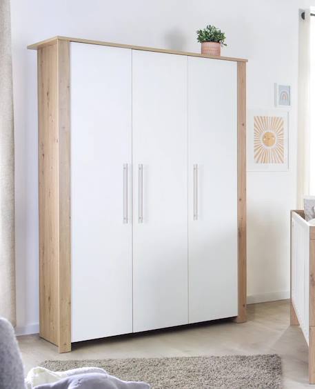 Armoire bébé 3 portes à fermeture douce malo Blanc - chêne sonoma scié 2 - vertbaudet enfant 