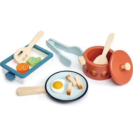Kit de casserole et poêle en bois Bleu, rouge, blanc 1 - vertbaudet enfant 