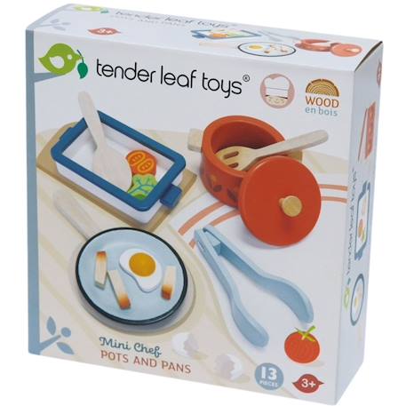 Kit de casserole et poêle en bois Bleu, rouge, blanc 3 - vertbaudet enfant 