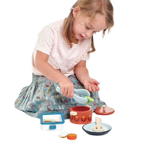 Kit de casserole et poêle en bois Bleu, rouge, blanc 2 - vertbaudet enfant 