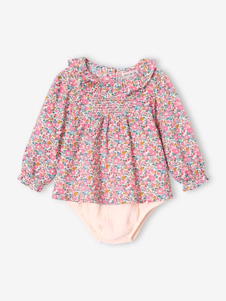 Ensemble naissance 2 pièces blouse tissu Liberty et bloomer écru 3 - vertbaudet enfant 