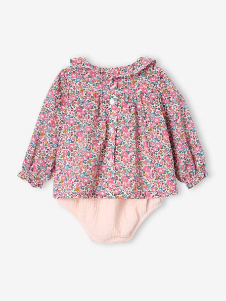 Ensemble naissance 2 pièces blouse tissu Liberty et bloomer écru 6 - vertbaudet enfant 