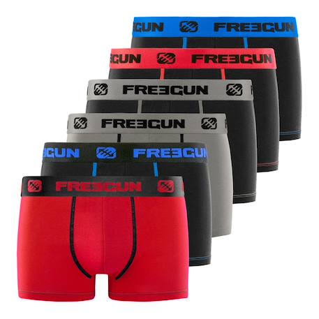 Lot de 6 boxers  en coton Rouge/noir/bleu/gris 1 - vertbaudet enfant 