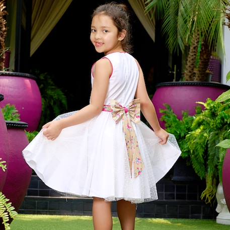 Robe demoiselle d'honneur   liberty  et   hepburn Blanc rose 5 - vertbaudet enfant 