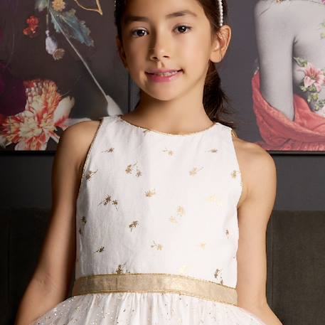 Robe cérémonie tte   et  tulle à paillettes  hepburn Blanc or 4 - vertbaudet enfant 