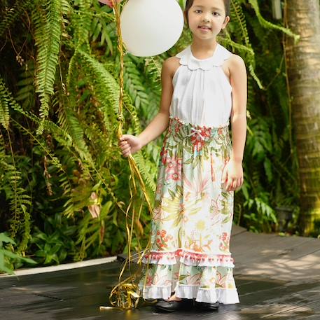 Robe longue   avec dentelle   2-en-1  ibiza Rose violet+Vert orange 8 - vertbaudet enfant 