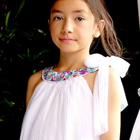 Robe cérémonie   à col fleuri liberty   alizee Blanc violet floral+Jaune multicolore+Rose jaune floral 2 - vertbaudet enfant 