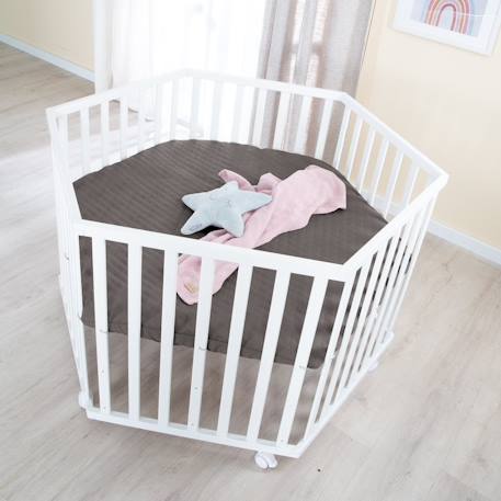 Parc bébé hexagonal + tapis déperlant en cuir végan luxe Anthracite - tapis grège+Blanc - tapis anthracite 9 - vertbaudet enfant 