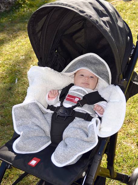 Couverture REDCASTLE Babynomade® Douillet en tricot et polaire gris chiné/blanc 1 - vertbaudet enfant 