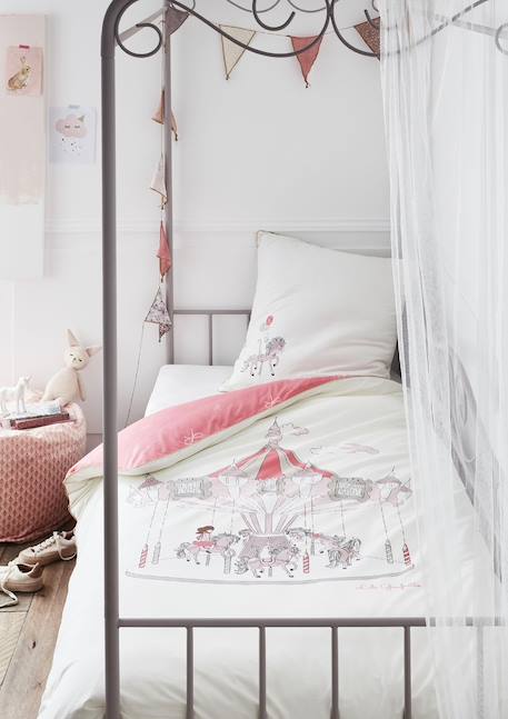 Housse de couette lili gaufrette carrousel coton Ecru 2 - vertbaudet enfant 