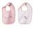 Lot de deux bavoirs escapade kawaii coton blanc et rose Blanc 1 - vertbaudet enfant 