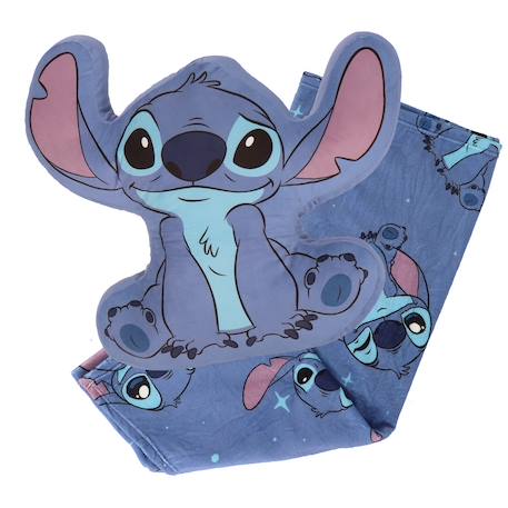 Coussin plaid disney 2 en 1 stitch polyester Bleu 1 - vertbaudet enfant 