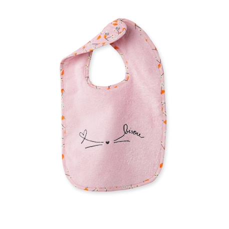 Lot de deux bavoirs escapade kawaii coton blanc et rose Blanc 2 - vertbaudet enfant 