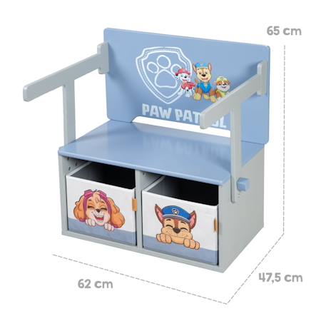 Bureau et banc 2en1 + deux bacs de rangements Bleu gris - pat' patrouille 6 - vertbaudet enfant 