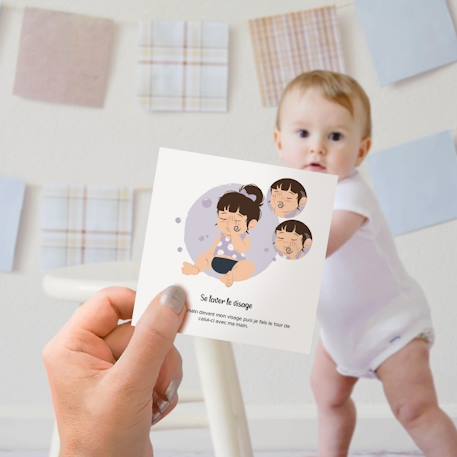 Cartes bébé signe Blanc - Ma famille+Blanc - Mes repas+Blanc - Mon hygiène+Blanc - Rituel du soir+Emotions 13 - vertbaudet enfant 