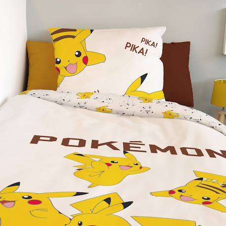Housse de couette pikachu pokémon coton Ecru 5 - vertbaudet enfant 