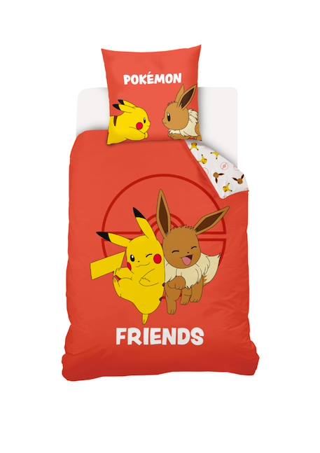 Housse de couette pokémon pikachu evoli coton Corail 1 - vertbaudet enfant 