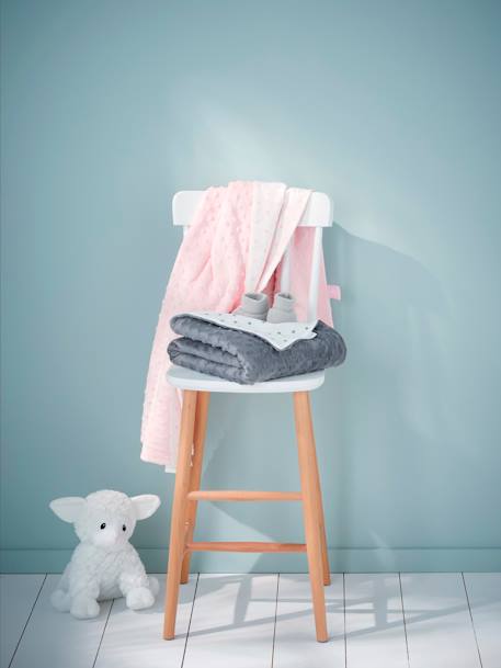 Plaid bébé en polaire minky et molleton STELLA gris+rose 6 - vertbaudet enfant 