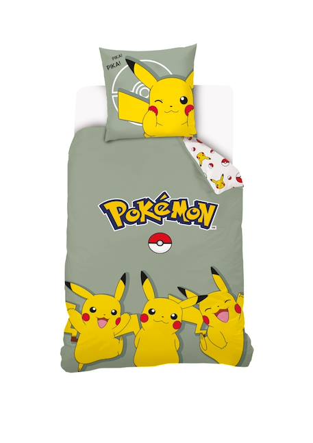 Housse de couette pikachu pokémon coton Vert 1 - vertbaudet enfant 
